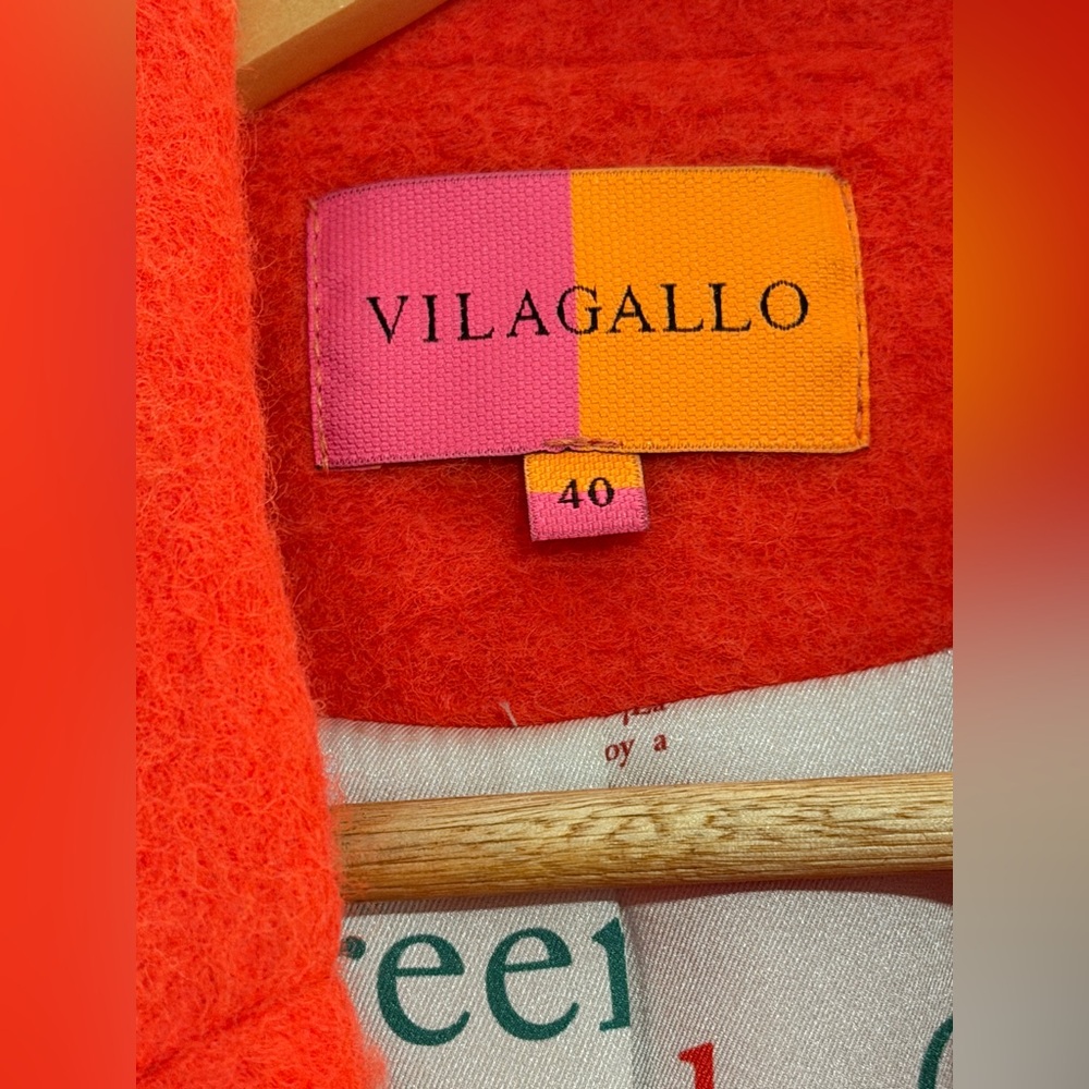 NWOT. Woman’s Vilagallo Lucia Neon Wool Blend Coat in Orange. Size 40 EU. - Picture 9 of 15